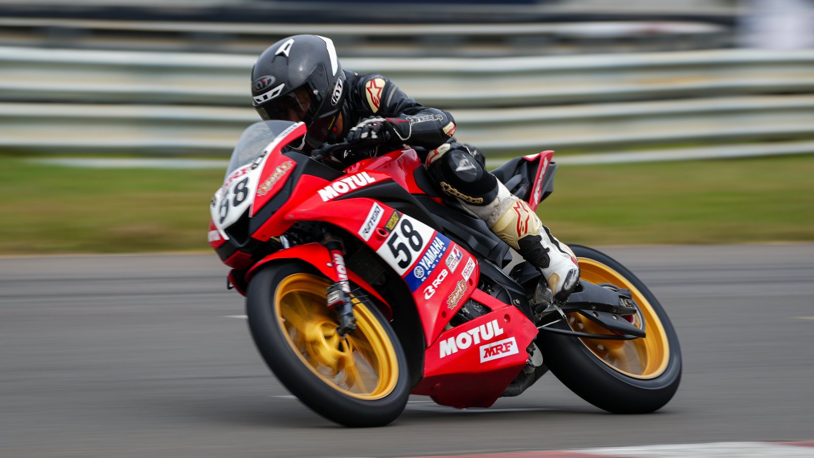 Superbike leaned into the apex